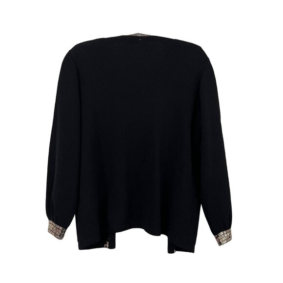 St John Black Gold Studded Santana Knit Open Cardigan Skirt Set Size 6 - Picture 9 of 15